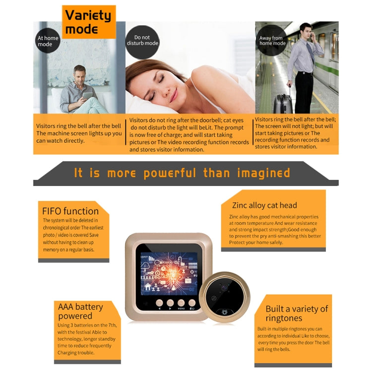 W5 2.4 inch Screen 2.0MP Security Camera No Disturb Peephole Viewer Doorbell, Support TF Card / Night Vision / Video Recording, W5 W5 2.4 inch Screen 2.0MP Security Camera No Disturb Peephole Viewer Doorbell, Support TF Card / Night Vision / Video Recording, W5